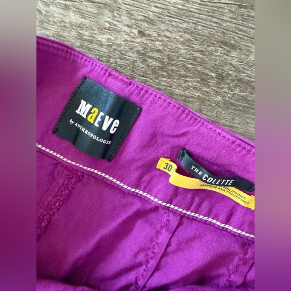Anthropologie Maeve The Colette Linen Magenta Pant 30 Purple Cropped Ankle Wide - Picture 3 of 4